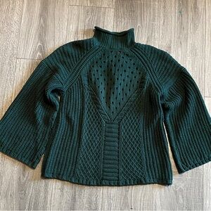 One A Dark Green Rolled Mock Turtleneck Neck Sweater
